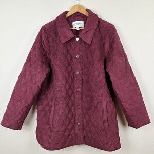 Isaac Mizrahi Live Faux Suede Bridgehampton Quilted Barn Jacket Size 3X  Maroon